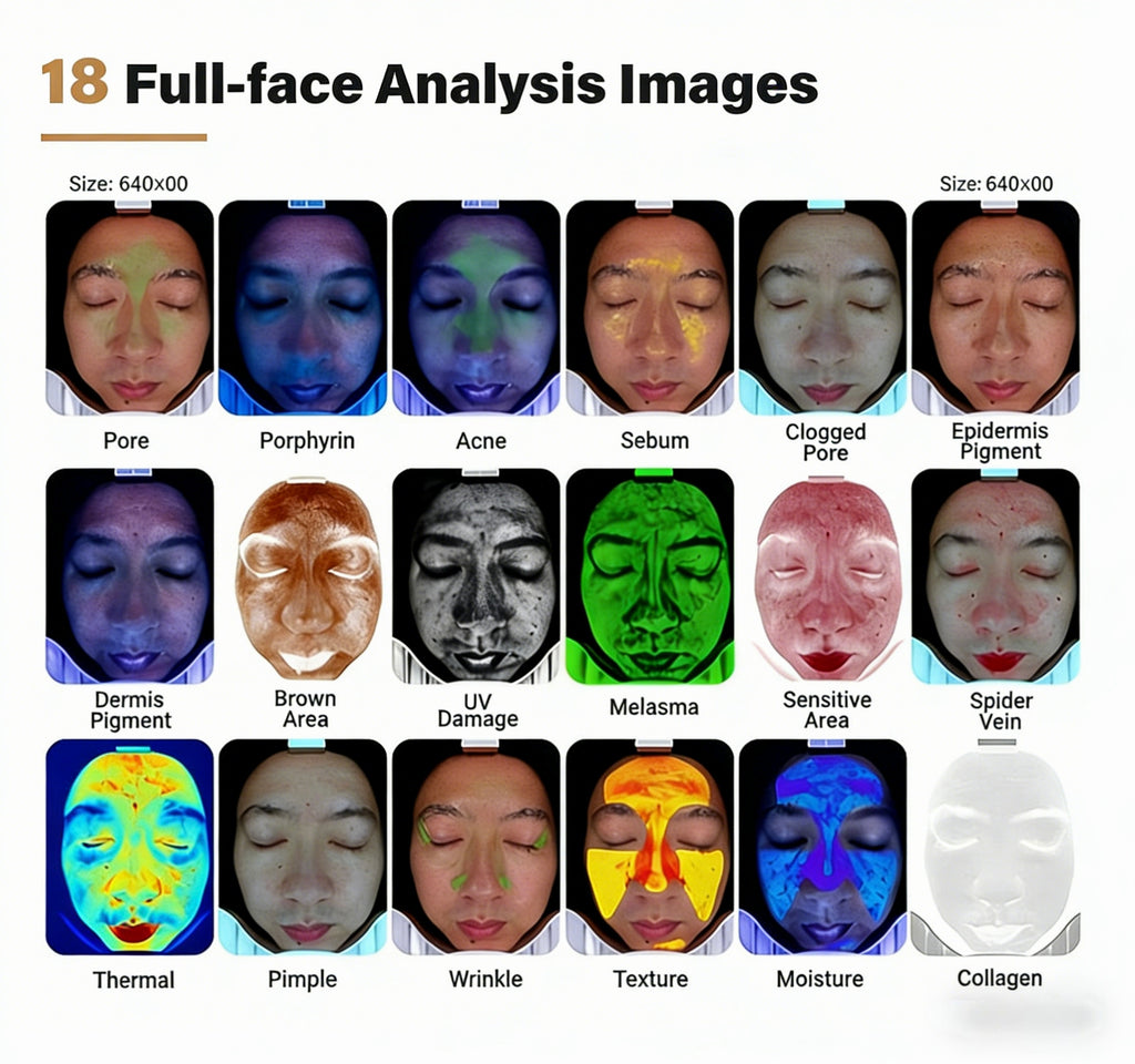 M17 Smart AI Facial Skin Analyzer | 10 Spectrums & 18 Indicators